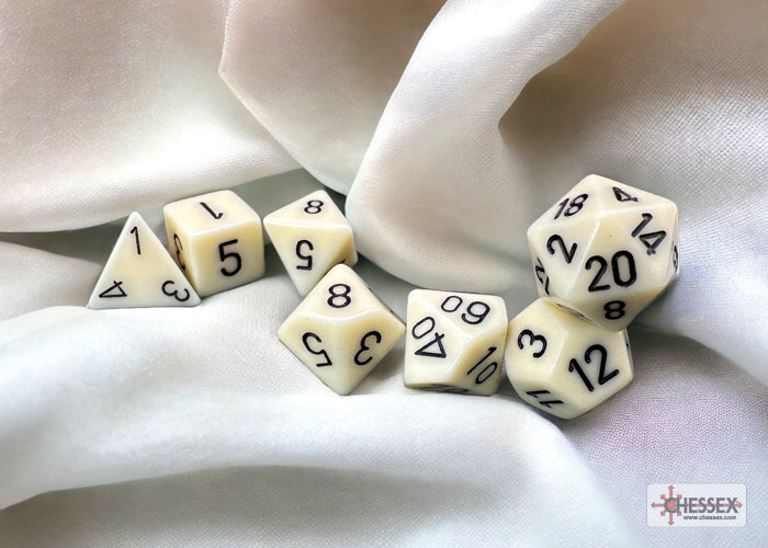 Chessex - Opaque Ivory/black Polyhedral 7-Dice Set