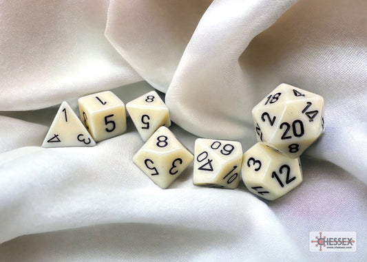Chessex - Opaque Ivory/black Polyhedral 7-Dice Set