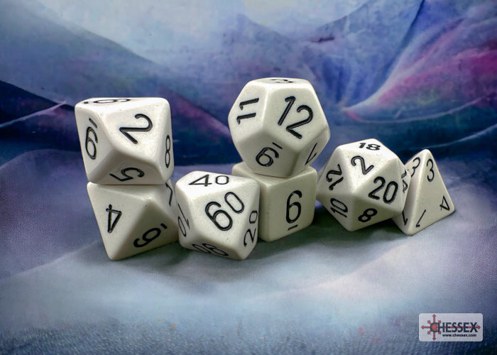 Chessex - Opaque White/black Polyhedral 7-Dice Set