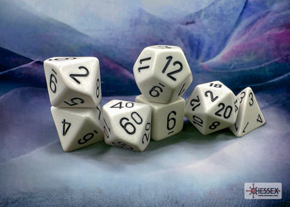 Chessex - Opaque White/black Polyhedral 7-Dice Set