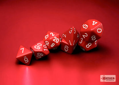 Chessex - Opaque Red/white Polyhedral 7-Dice Set