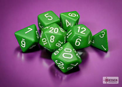 Chessex - Opaque Green/white Polyhedral 7-Dice Set