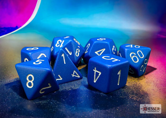 Chessex - Opaque Blue/white Polyhedral 7-Dice Set