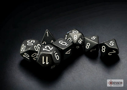 Chessex - Opaque Black/white Polyhedral 7-Dice Set