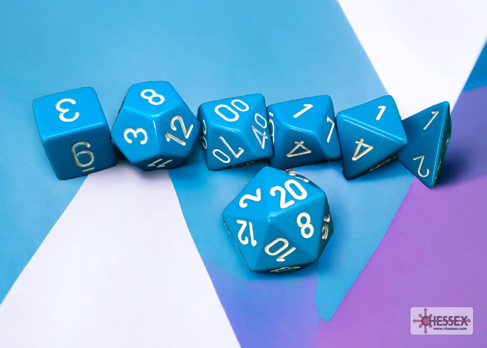 Chessex - Opaque Light Blue/white Polyhedral 7-Dice Set