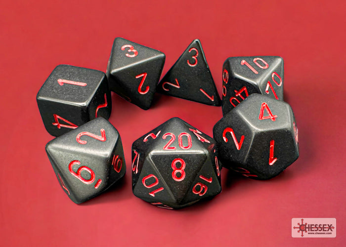 Chessex - Opaque Black/red Polyhedral 7-Dice Set