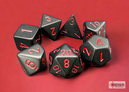 Chessex - Opaque Black/red Polyhedral 7-Dice Set