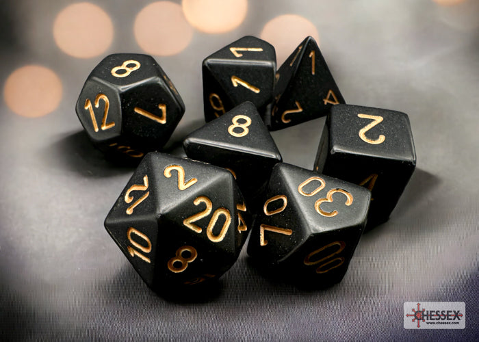 Chessex - Opaque Black/gold Polyhedral 7-Dice Set