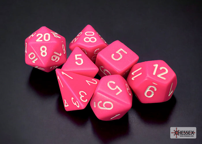 Chessex - Opaque Pink/white Polyhedral 7-Die Set