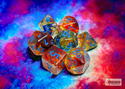 Chessex - Nebula Primary/blue Luminary Polyhedral 7-Dice Set