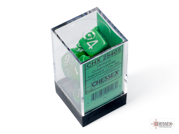 Chessex - Opaque Green/white Polyhedral 7-Dice Set
