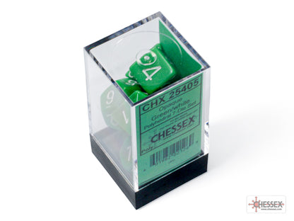 Chessex - Opaque Green/white Polyhedral 7-Dice Set