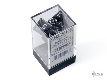 Chessex - Opaque Black/white Polyhedral 7-Dice Set