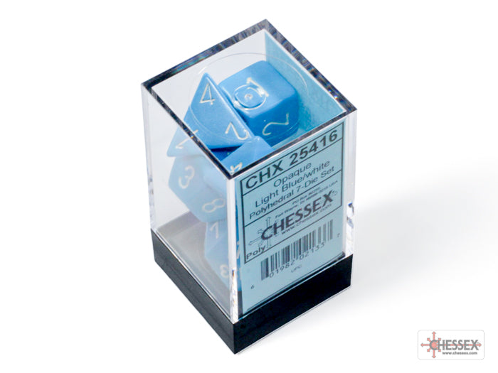 Chessex - Opaque Light Blue/white Polyhedral 7-Dice Set