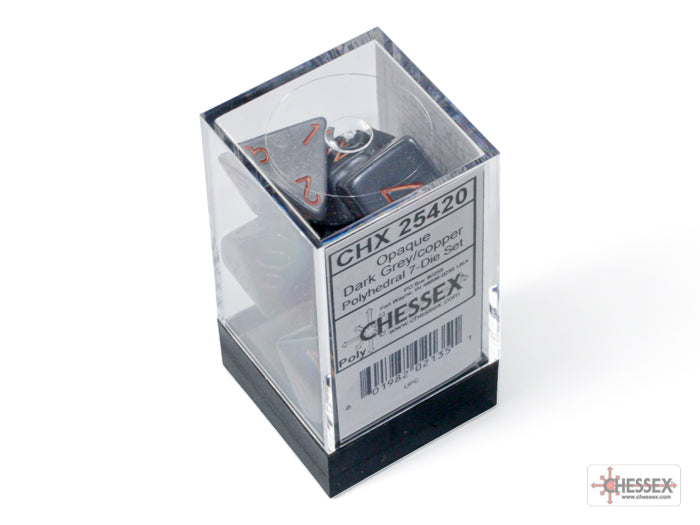 Chessex - Opaque Dark Grey/copper Polyhedral 7-Dice Set