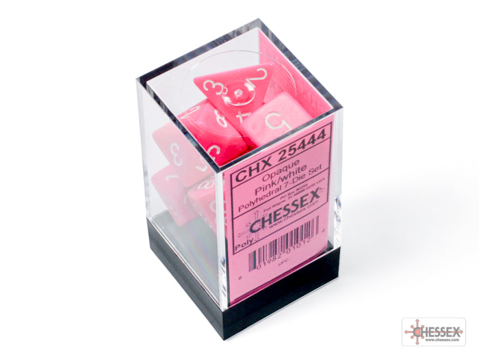 Chessex - Opaque Pink/white Polyhedral 7-Die Set