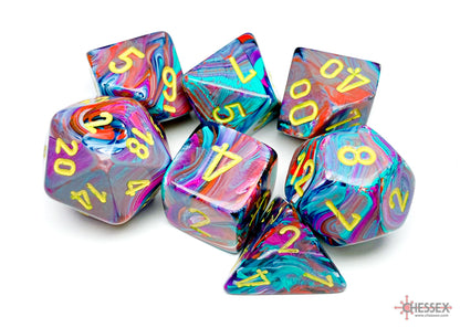 Chessex Festive Mosaic/yellow Polyhedral 7-Dice Set