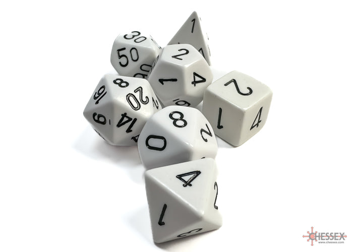 Chessex - Opaque White/black Polyhedral 7-Dice Set
