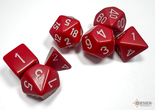 Chessex - Opaque Red/white Polyhedral 7-Dice Set