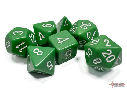 Chessex - Opaque Green/white Polyhedral 7-Dice Set