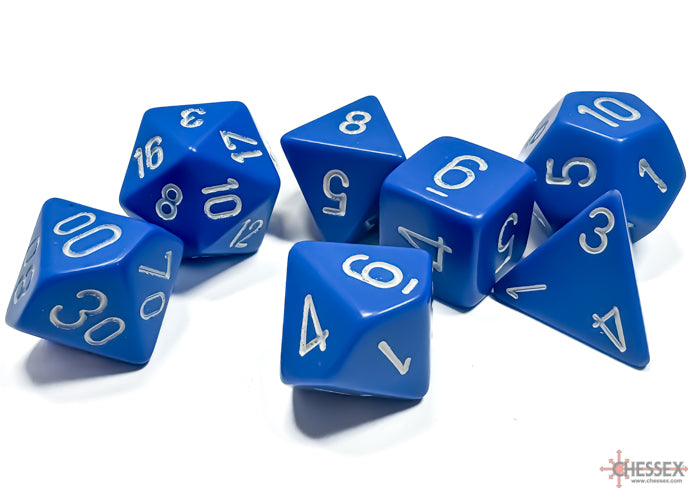 Chessex - Opaque Blue/white Polyhedral 7-Dice Set
