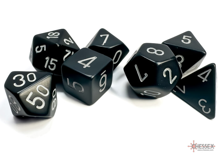 Chessex - Opaque Black/white Polyhedral 7-Dice Set
