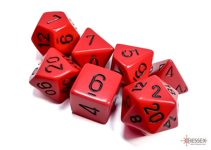 Chessex - Opaque Red/black Polyhedral 7-Dice Set
