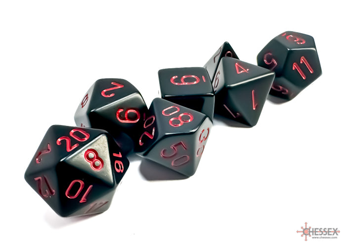 Chessex - Opaque Black/red Polyhedral 7-Dice Set