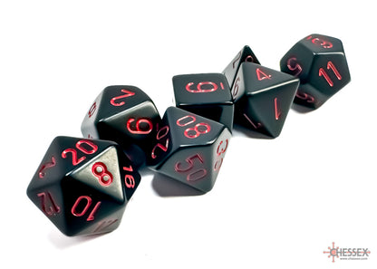 Chessex - Opaque Black/red Polyhedral 7-Dice Set