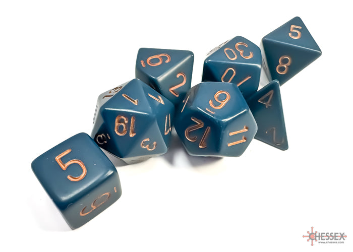 Chessex - Opaque Dusty Blue/copper Polyhedral 7-Dice Set