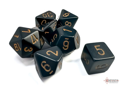 Chessex - Opaque Black/gold Polyhedral 7-Dice Set
