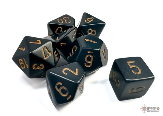 Chessex - Opaque Black/gold Polyhedral 7-Dice Set