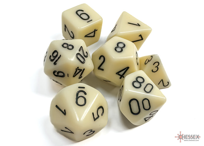 Chessex - Opaque Ivory/black Polyhedral 7-Dice Set