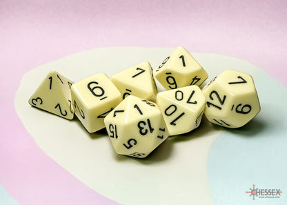 Chessex - Opaque Pastel Yellow/black Polyhedral 7-Dice Set