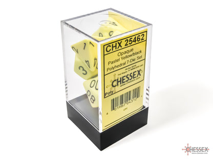 Chessex - Opaque Pastel Yellow/black Polyhedral 7-Dice Set