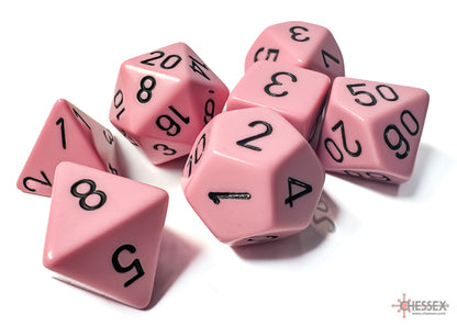 Chessex - Opaque Pastel Pink/black Polyhedral 7-Dice Set