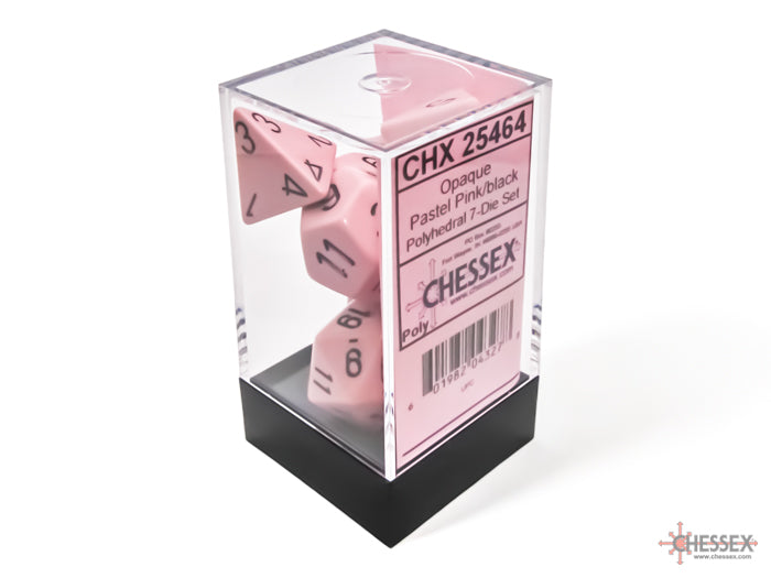 Chessex - Opaque Pastel Pink/black Polyhedral 7-Dice Set