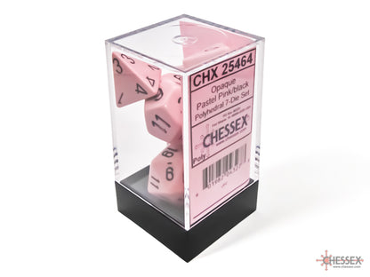 Chessex - Opaque Pastel Pink/black Polyhedral 7-Dice Set