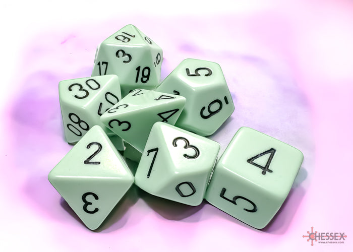 Chessex - Opaque Pastel Green/black Polyhedral 7-Dice Set