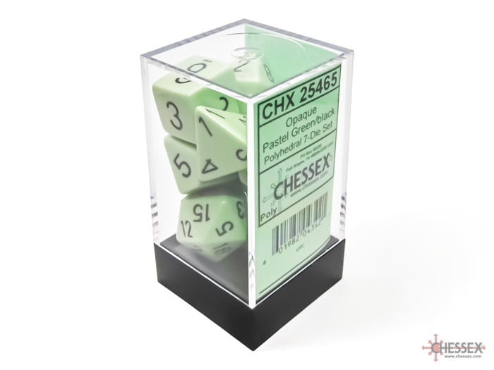 Chessex - Opaque Pastel Green/black Polyhedral 7-Dice Set