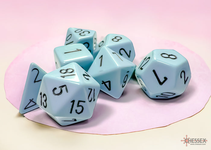 Chessex - Opaque Pastel Blue/black Polyhedral 7-Die Set