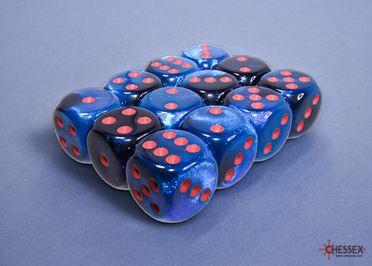 Chessex - Gemini Black-Starlight/red 16mm d6 Dice Block (12 dice)