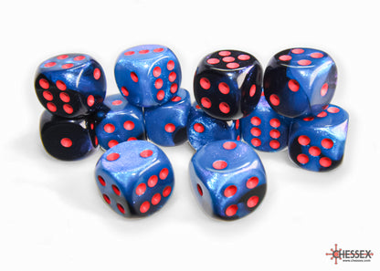 Chessex - Gemini Black-Starlight/red 16mm d6 Dice Block (12 dice)