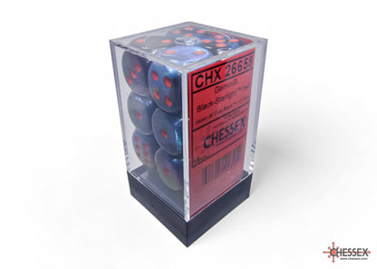 Chessex - Gemini Black-Starlight/red 16mm d6 Dice Block (12 dice)