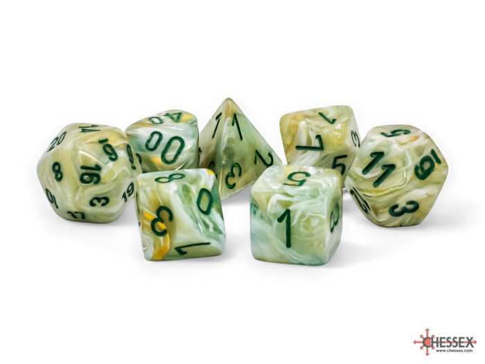 Chessex - Marble Mega-hedral™ Green/dark green 7-Die Set