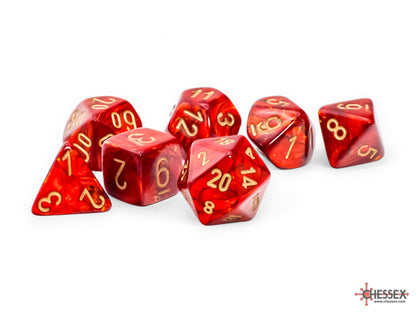 Chessex - Scarab® Mega-hedral™ Scarlet™/gold 7-Die Set