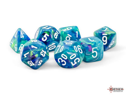 Chessex - Festive Mega-hedral™ Waterlily™/white 7-Die Set Polyhedral 7-Dice Set
