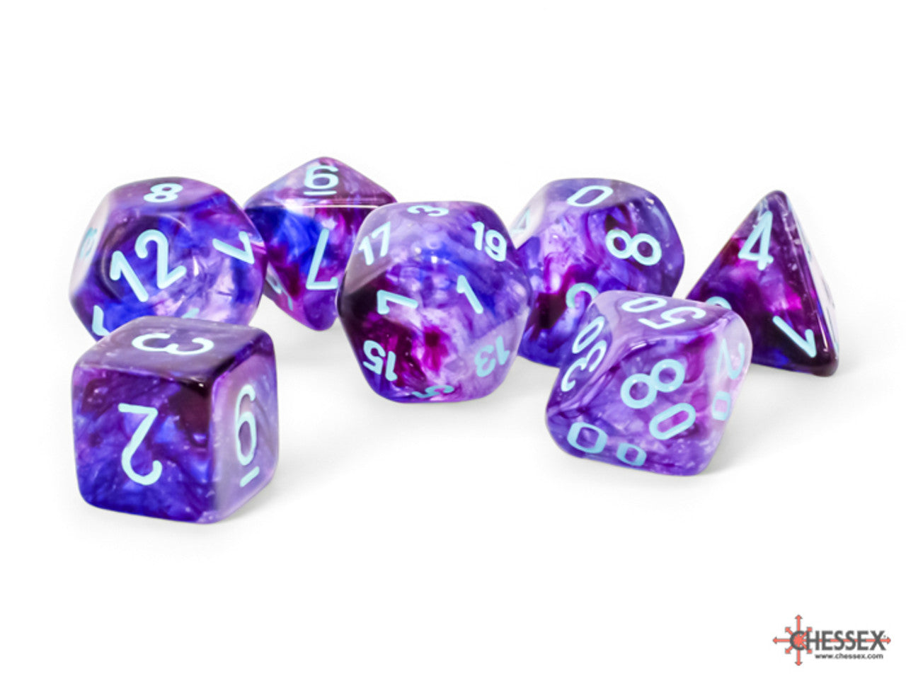 Chessex - Nebula® Mega-hedral™ Nocturnal™/turquoise Luminary™ 7-Die Set
