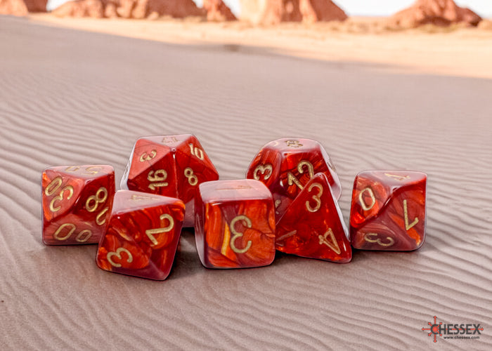 Chessex - Scarab® Mega-hedral™ Scarlet™/gold 7-Die Set