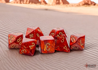 Chessex - Scarab® Mega-hedral™ Scarlet™/gold 7-Die Set